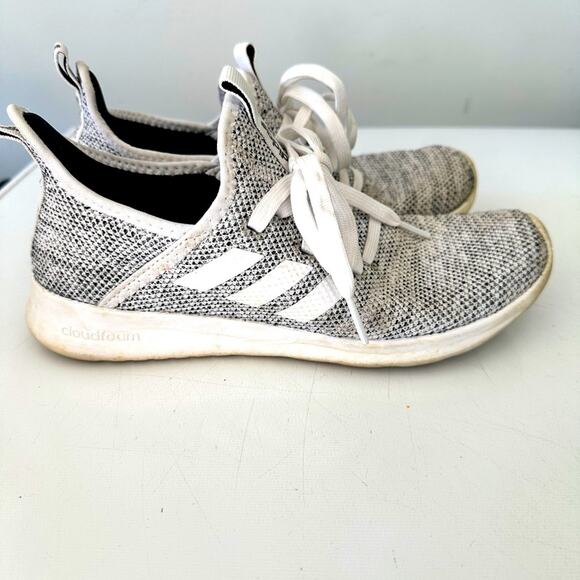 Adidas‎ Cloudfoam Pure Running Shoes White/Grey Women's Size 6.5 - Picture 1 of 4